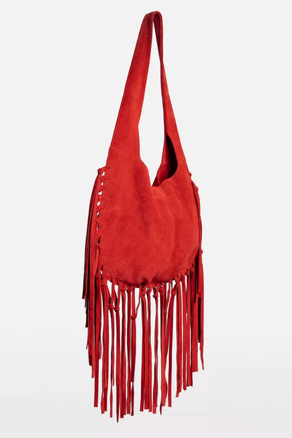 Johnny Was WESTERN ITALIAN SUEDE FRINGE BAG