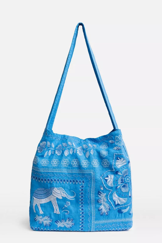 Johnny Was WIDE STRAP LINEN TOTE BAG
