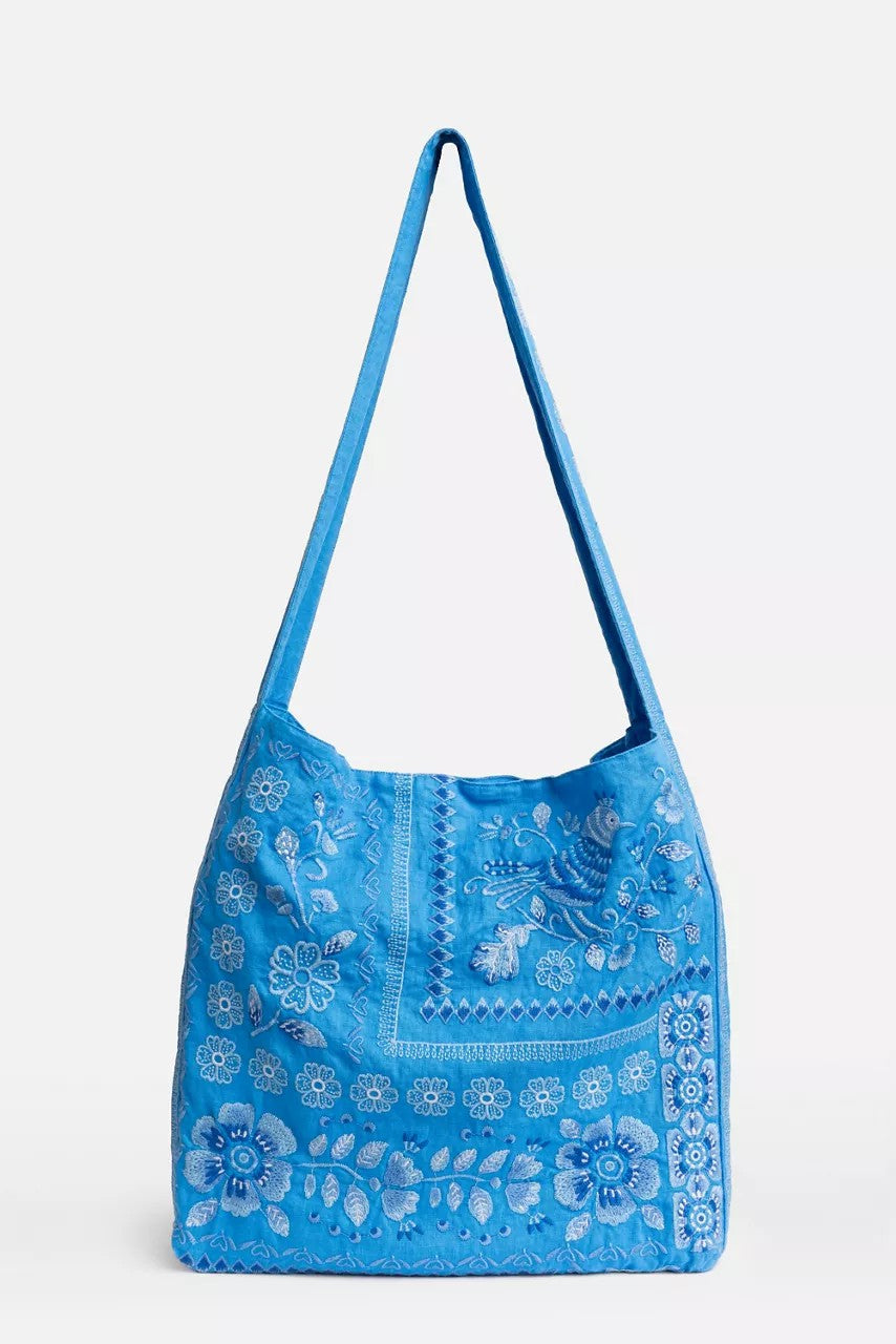 Johnny Was WIDE STRAP LINEN TOTE BAG