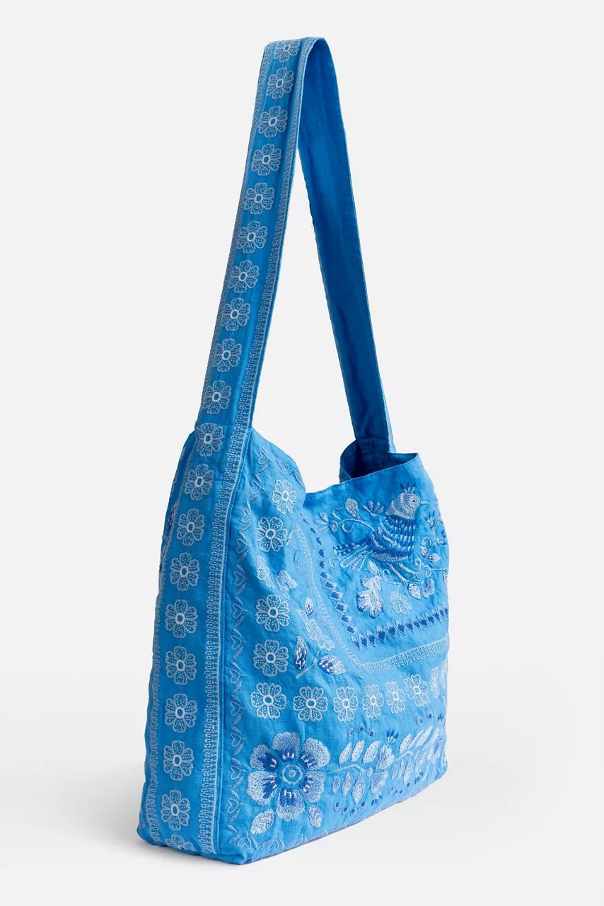 Johnny Was WIDE STRAP LINEN TOTE BAG