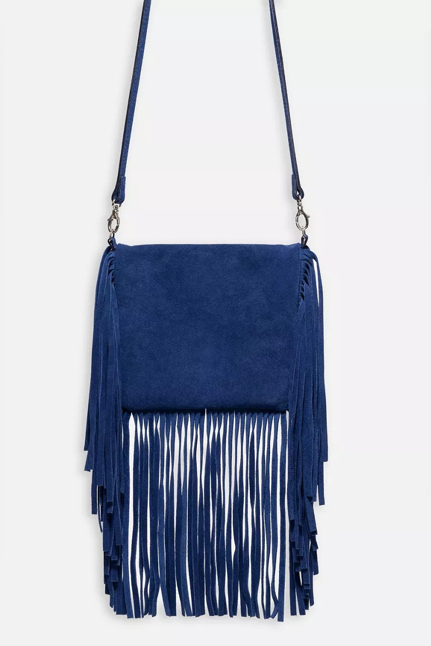 Johnny Was OCEANO ITALIAN SUEDE FOLDOVER FRINGE CROSSBODY