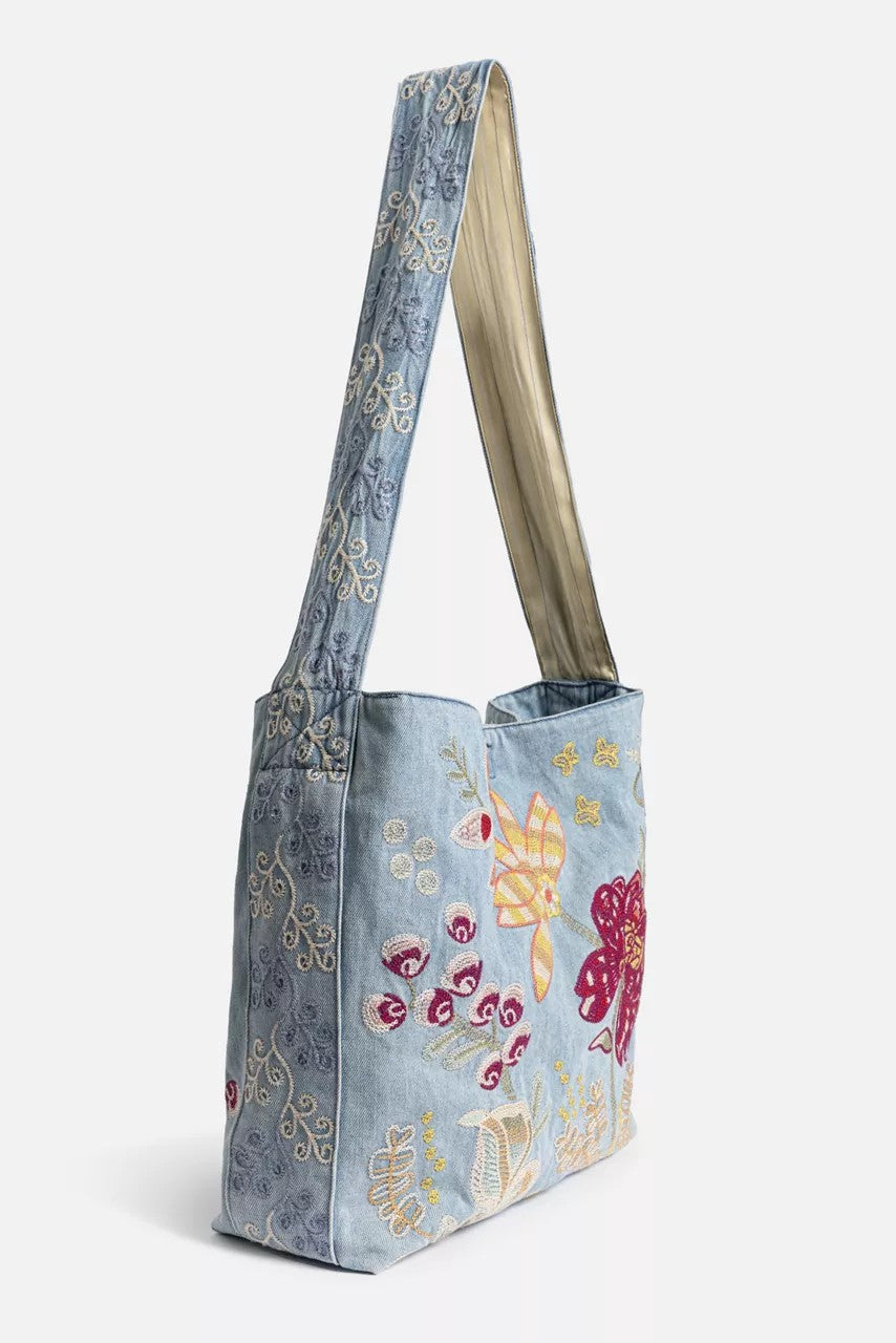 Johnny Was WIDE STRAP DENIM TOTE BAG