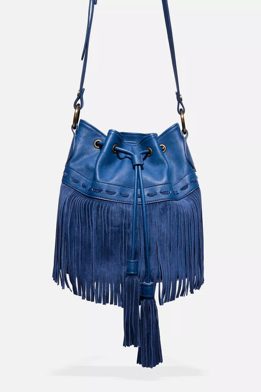 Johnny Was ITALIAN LEATHER FRINGE BUCKET BAG