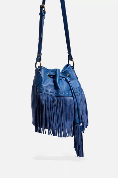 Johnny Was ITALIAN LEATHER FRINGE BUCKET BAG