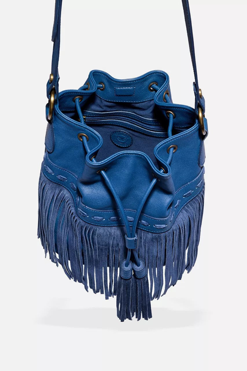 Johnny Was ITALIAN LEATHER FRINGE BUCKET BAG