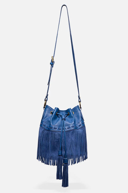 Johnny Was ITALIAN LEATHER FRINGE BUCKET BAG
