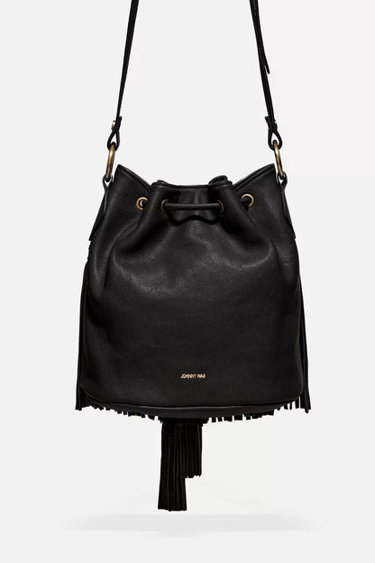 Johnny Was ITALIAN LEATHER FRINGE BUCKET BAG
