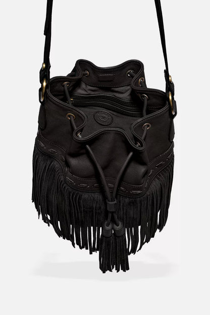 Johnny Was ITALIAN LEATHER FRINGE BUCKET BAG