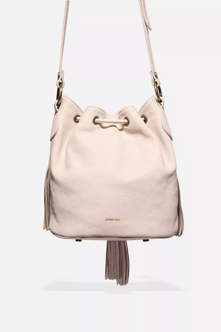 Johnny Was ITALIAN LEATHER FRINGE BUCKET BAG