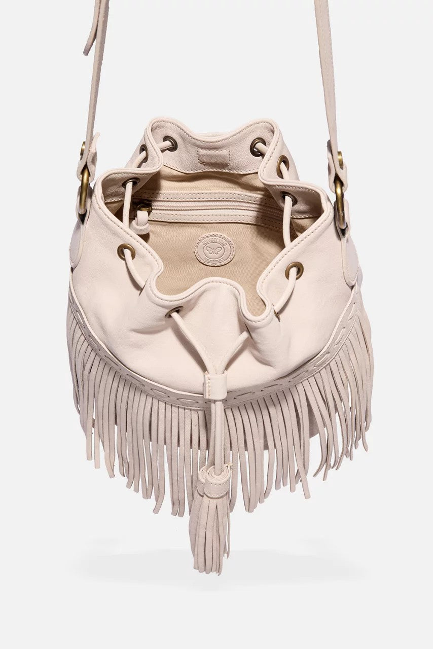Johnny Was ITALIAN LEATHER FRINGE BUCKET BAG
