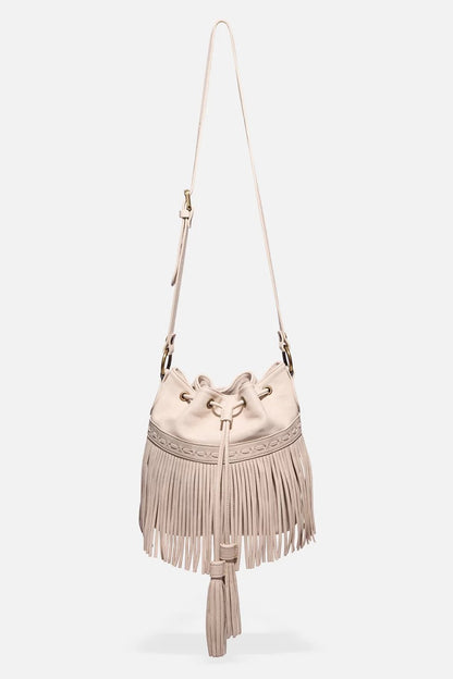 Johnny Was ITALIAN LEATHER FRINGE BUCKET BAG
