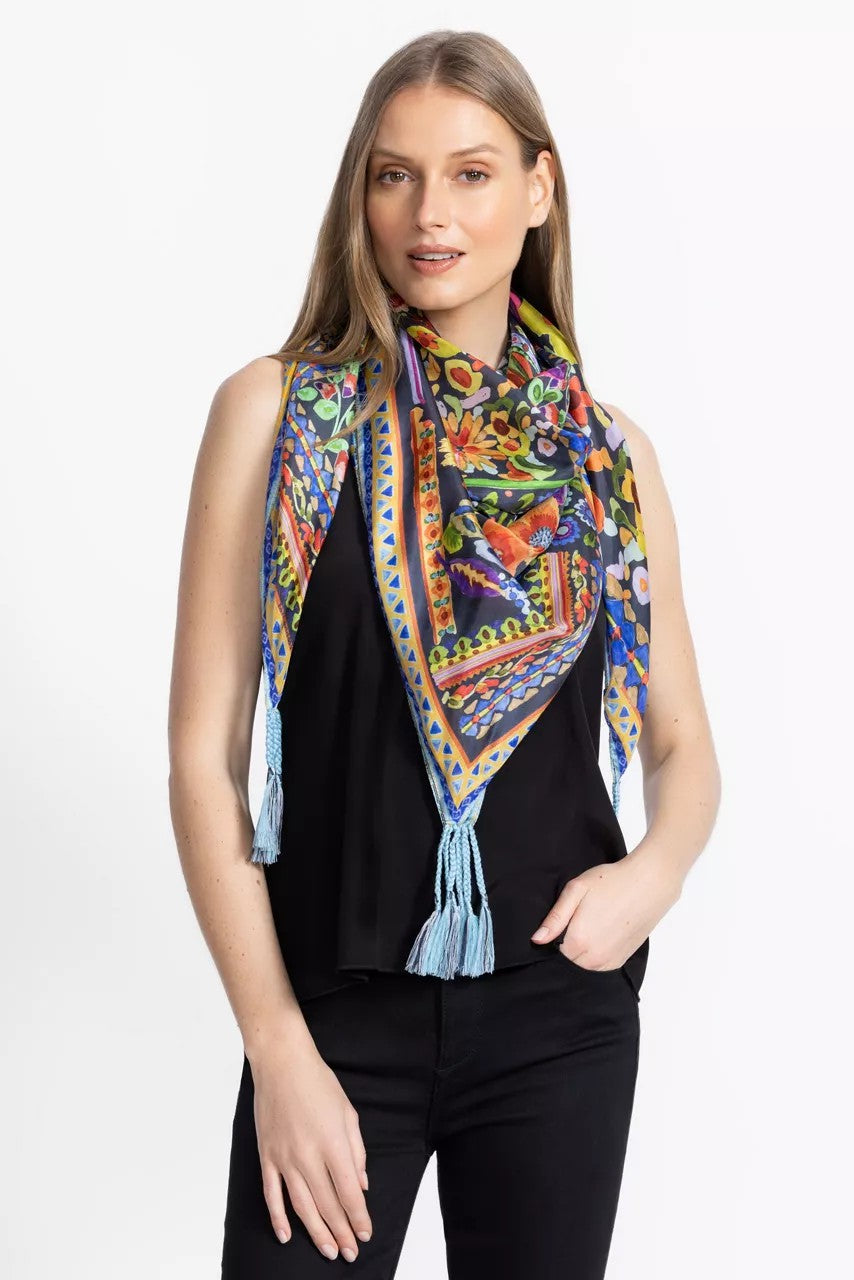 Johnny Was BRUSH PAINTED SILK SCARF