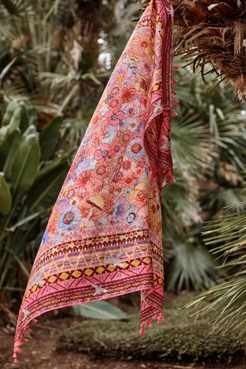 Johnny Was SAGE PINK SILK SCARF