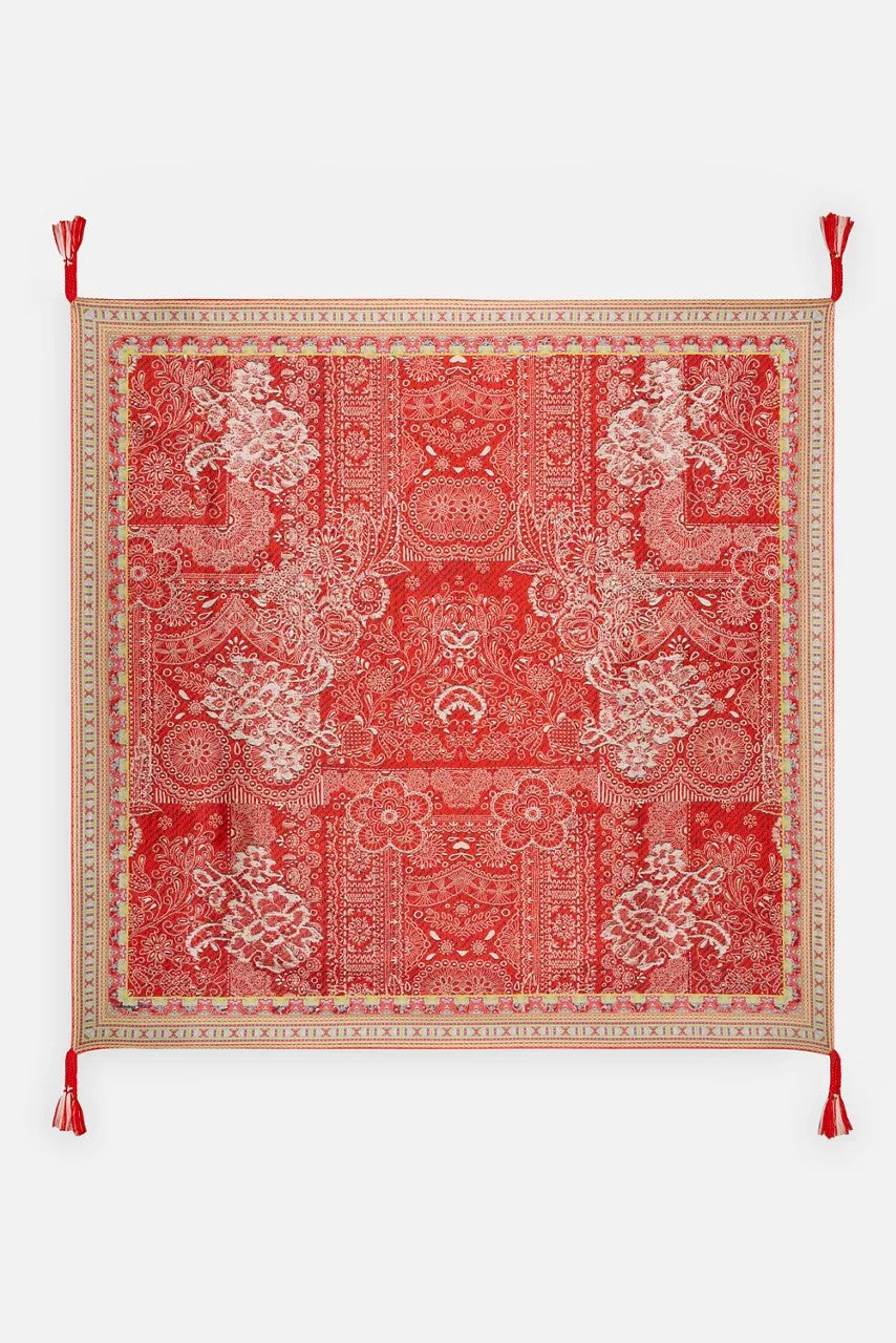 Johnny Was RED LACE SILK SCARF