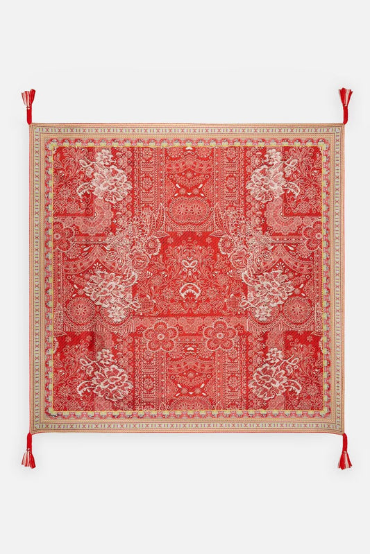 Johnny Was RED LACE SILK SCARF