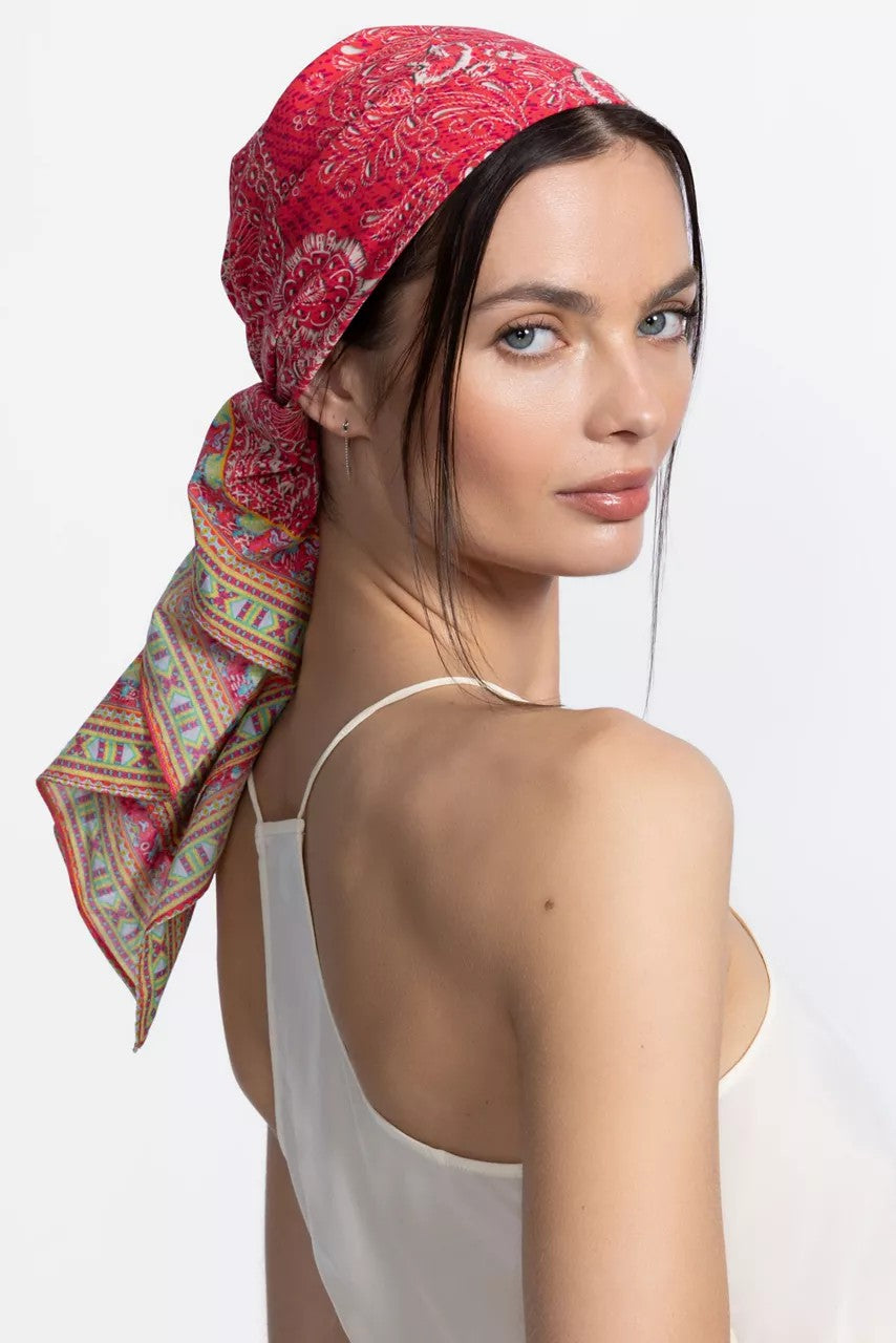 Johnny Was DENIM EMBROIDERY HEAD SCARF