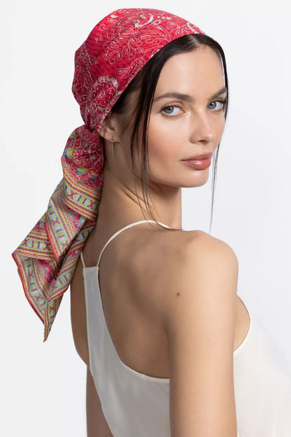 Johnny Was DENIM EMBROIDERY HEAD SCARF