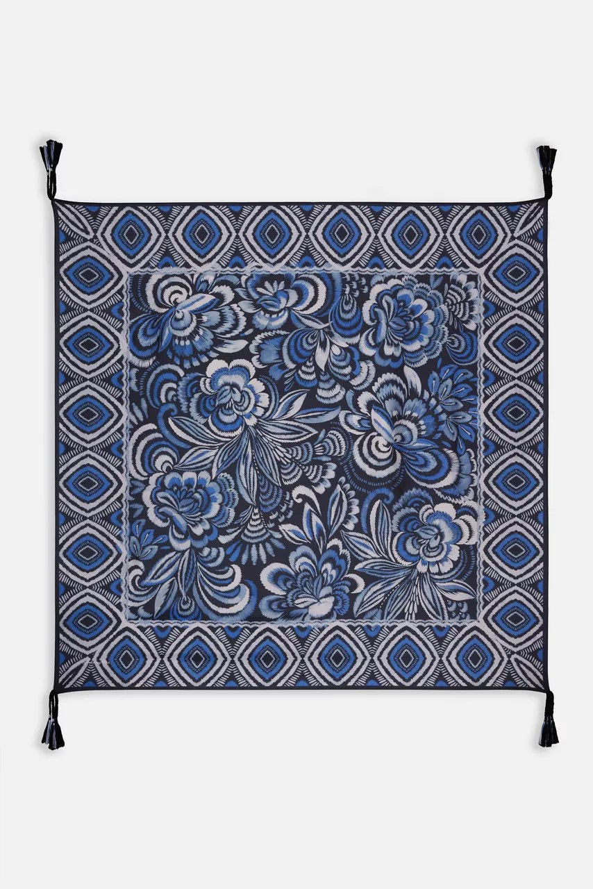 Johnny Was FEATHERY FLOWER SILK SCARF