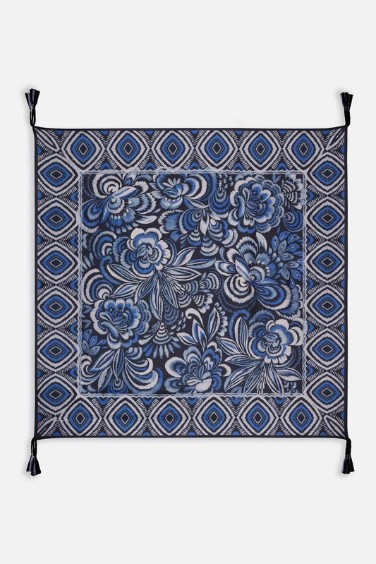 Johnny Was FEATHERY FLOWER SILK SCARF