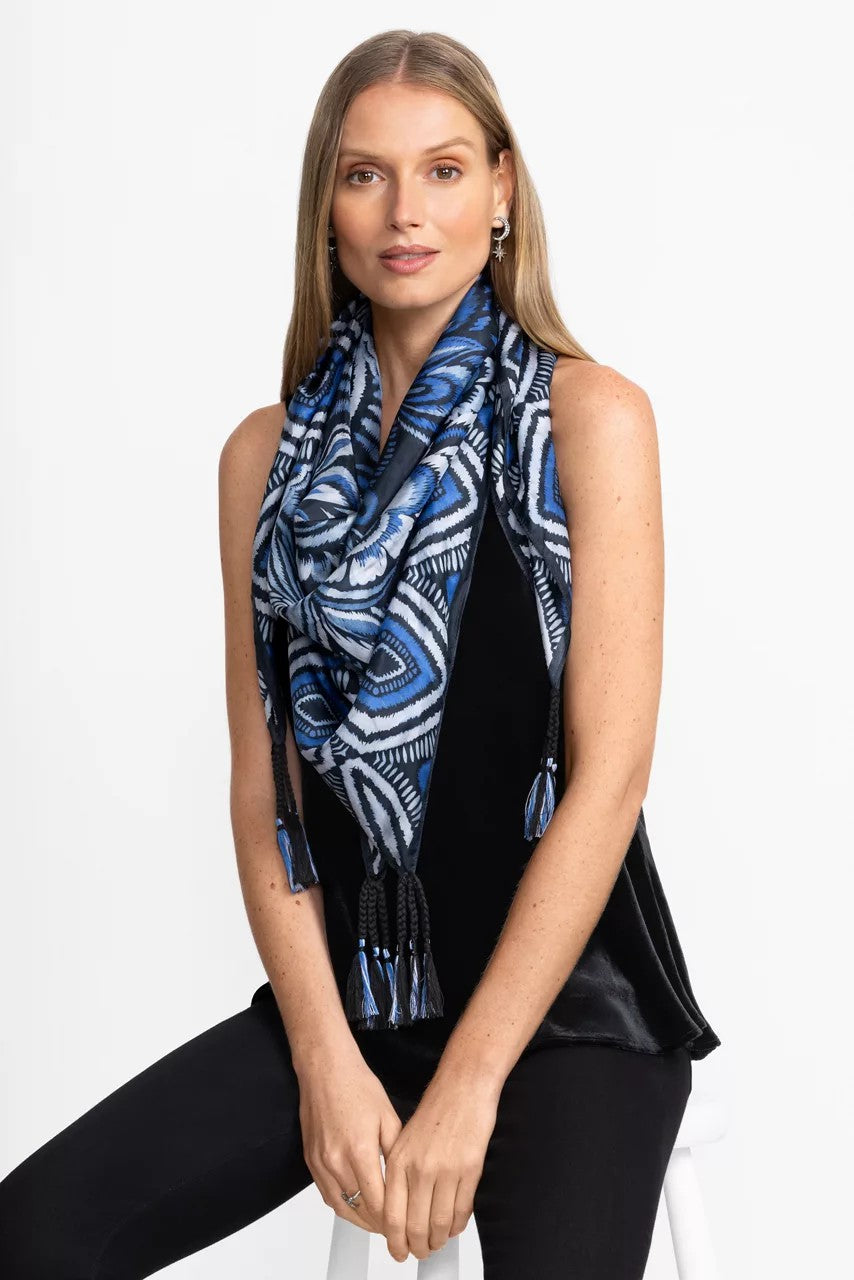 Johnny Was FEATHERY FLOWER SILK SCARF