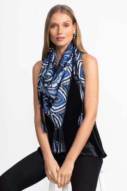Johnny Was FEATHERY FLOWER SILK SCARF