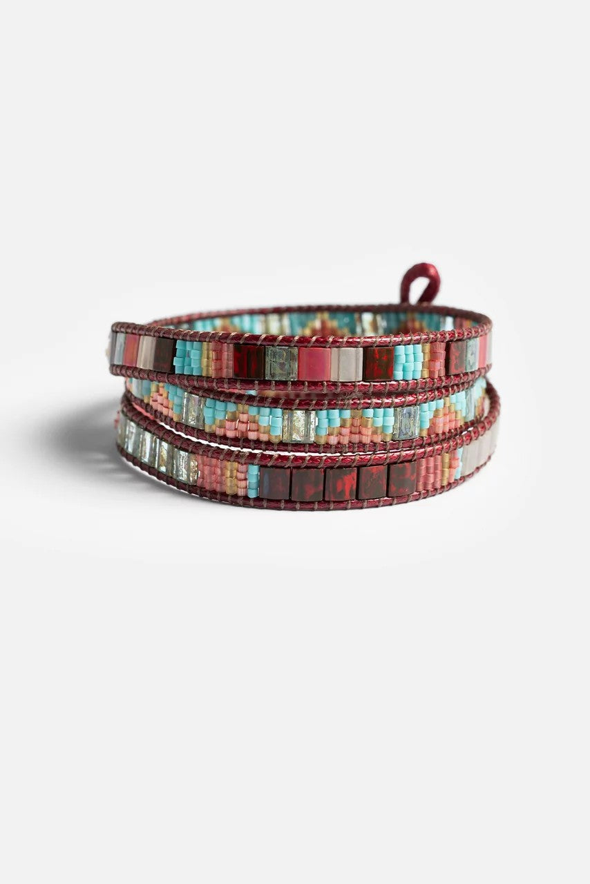 Johnny Was SANTA FE BURGUNDY WRAP BRACELET