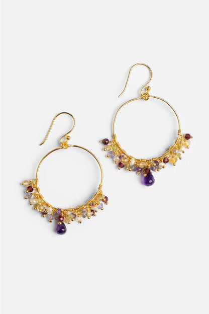 Johnny Was VIBRANT CHANDELIER AMETHYST EARRINGS