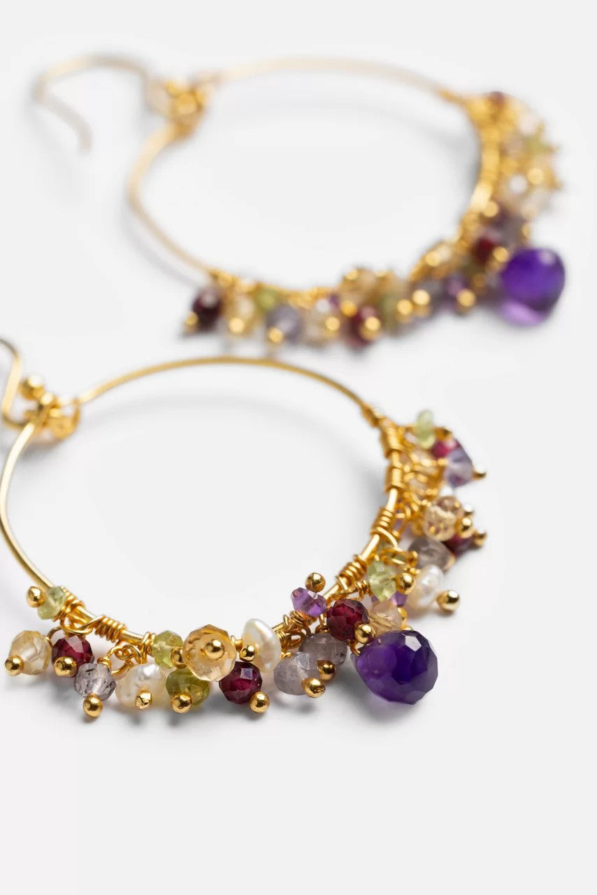 Johnny Was VIBRANT CHANDELIER AMETHYST EARRINGS