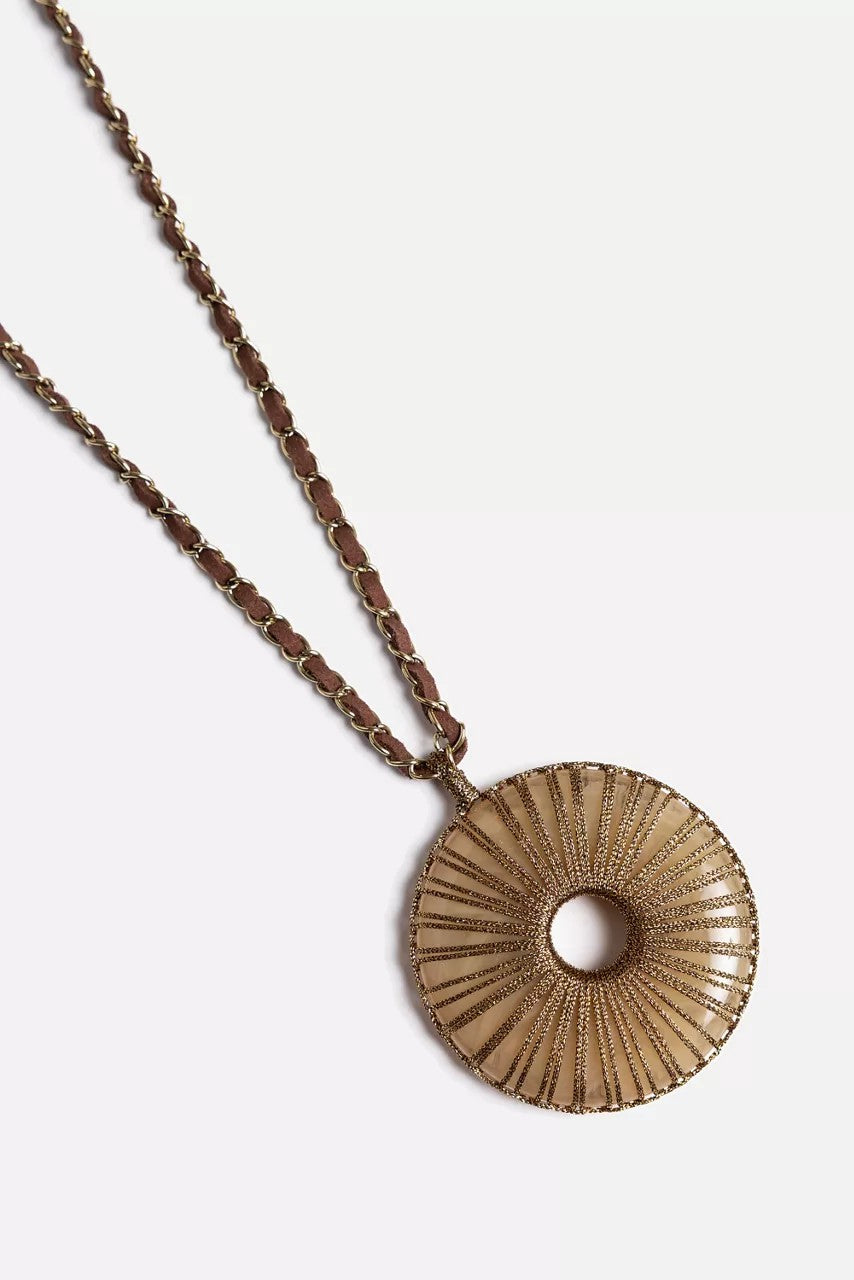 Johnny Was CRYSTAL PENDANT SUEDE CHAIN NECKLACE