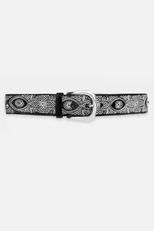 Johnny Was PIZZO EMBROIDERED ITALIAN LEATHER BELT