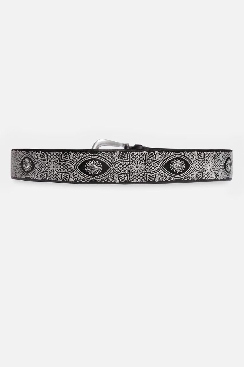 Johnny Was PIZZO EMBROIDERED ITALIAN LEATHER BELT