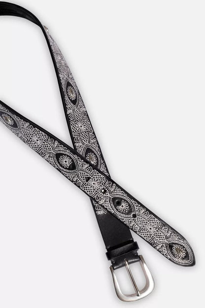 Johnny Was PIZZO EMBROIDERED ITALIAN LEATHER BELT