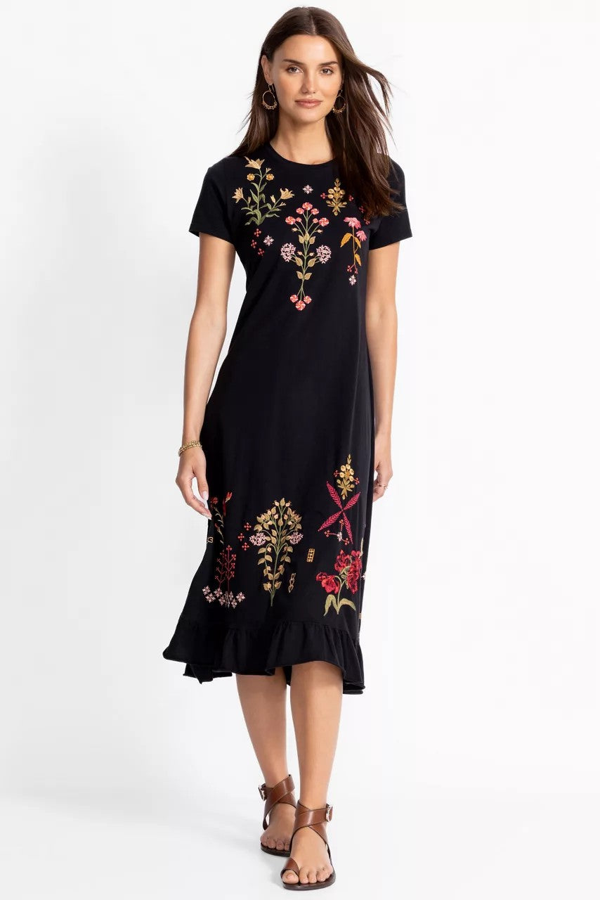 Johnny Was SHORT SLEEVE RUFFLE HEM DRESS
