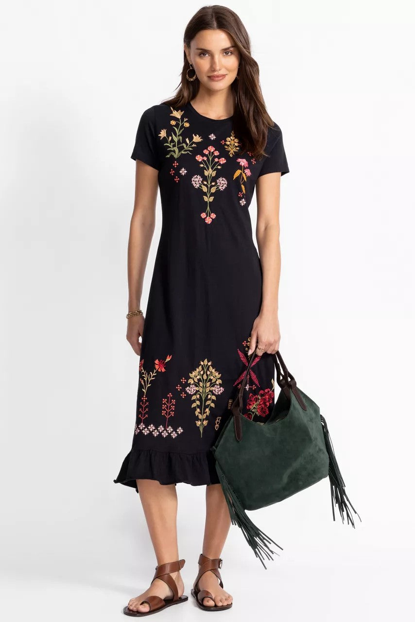 Johnny Was SHORT SLEEVE RUFFLE HEM DRESS