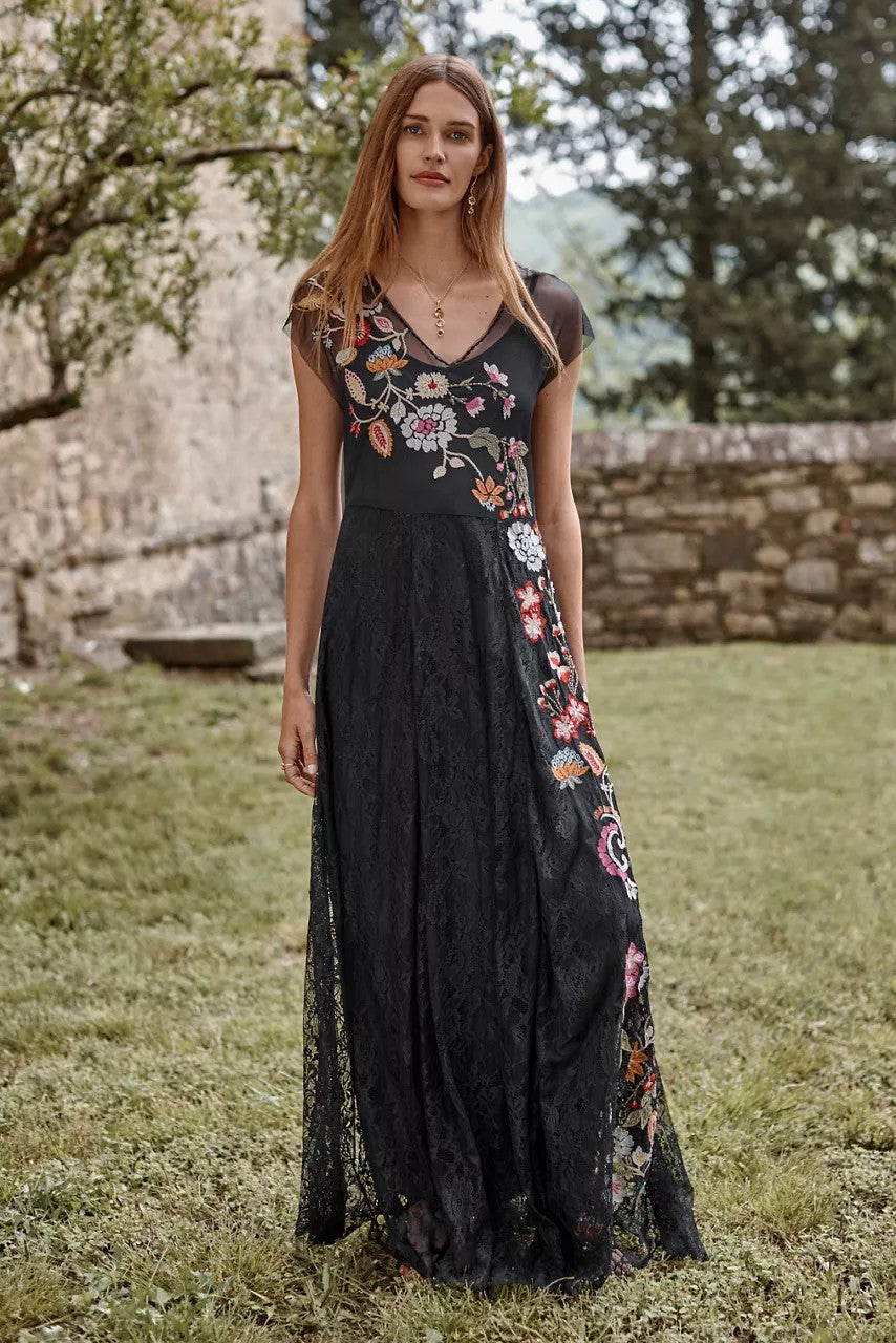 Johnny Was MERTINA EMBROIDERED MESH DRESS