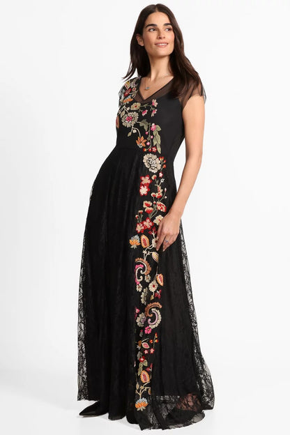 Johnny Was MERTINA EMBROIDERED MESH DRESS