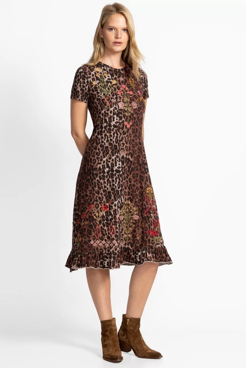 Johnny Was SHORT SLEEVE RUFFLE HEM DRESS