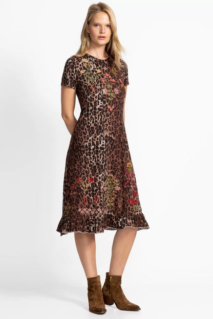 Johnny Was SHORT SLEEVE RUFFLE HEM DRESS