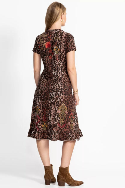 Johnny Was SHORT SLEEVE RUFFLE HEM DRESS
