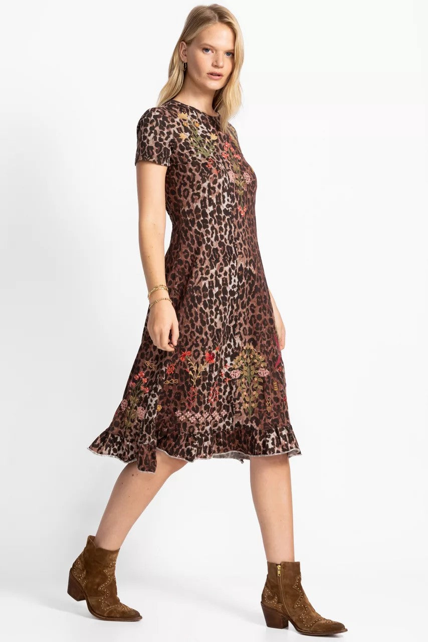 Johnny Was SHORT SLEEVE RUFFLE HEM DRESS