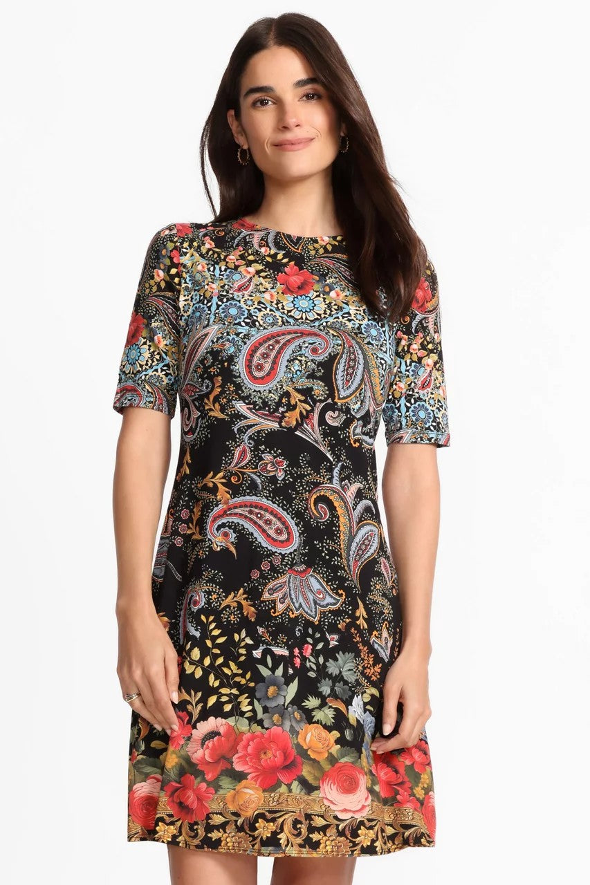 Johnny Was THE JANIE FAVORITE ELBOW SLEEVE MOCK NECK DRESS