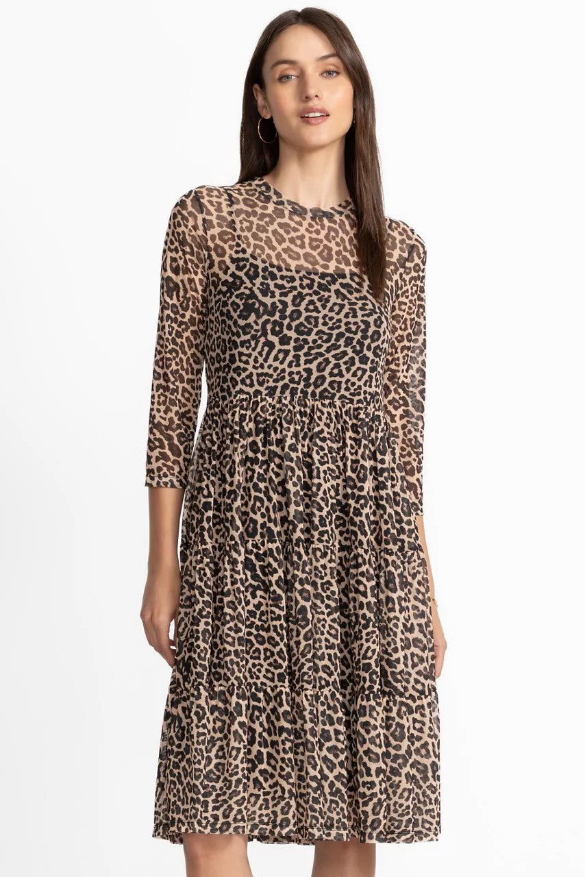 Johnny Was 3/4 SLEEVE MESH TIERED DRESS