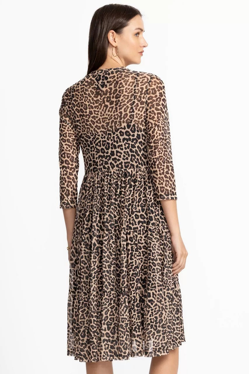 Johnny Was 3/4 SLEEVE MESH TIERED DRESS