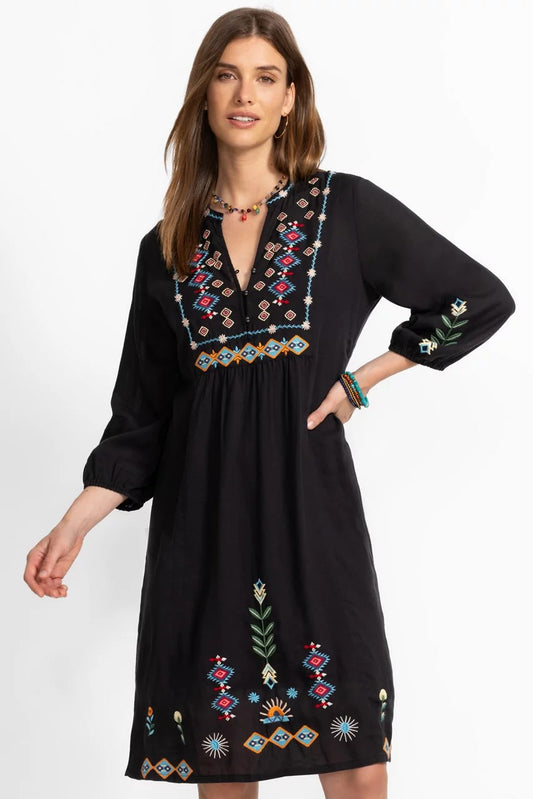 Johnny Was BUTTON FRONT YOKE DRESS