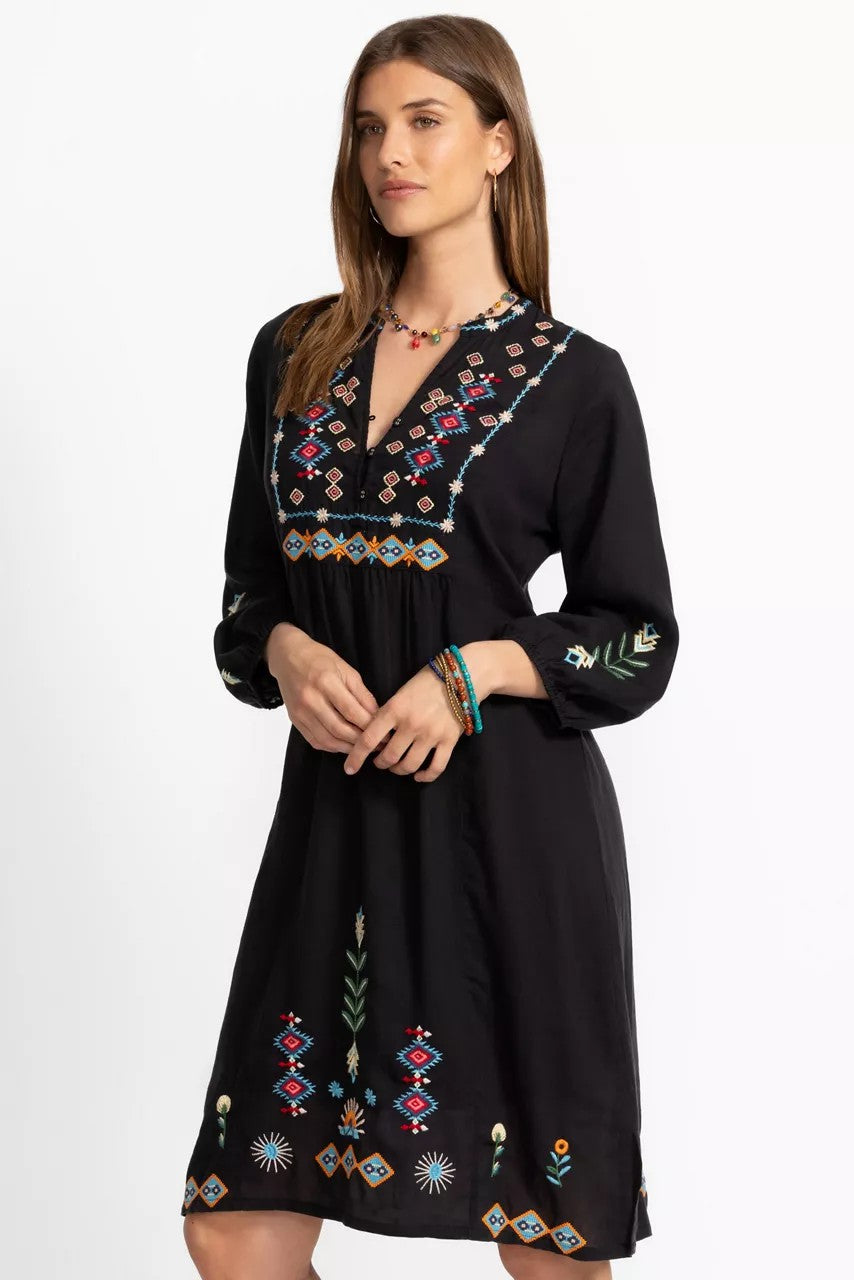 Johnny Was BUTTON FRONT YOKE DRESS
