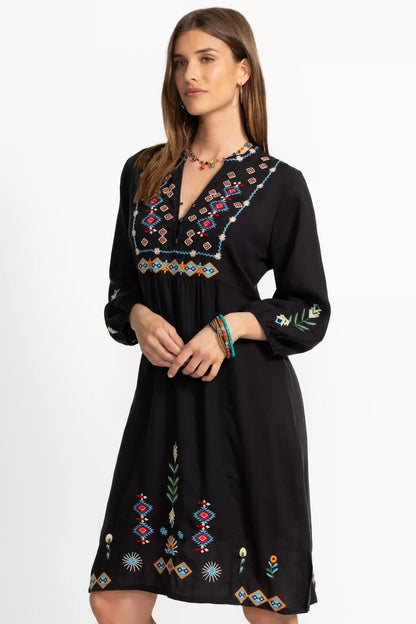 Johnny Was BUTTON FRONT YOKE DRESS
