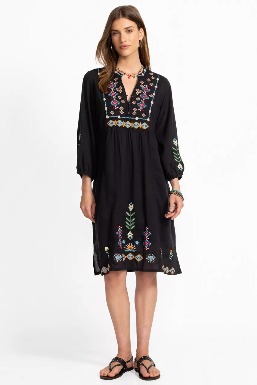 Johnny Was BUTTON FRONT YOKE DRESS