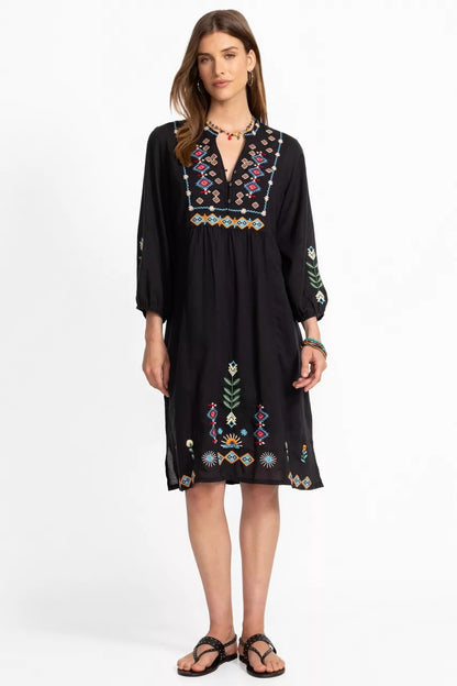 Johnny Was BUTTON FRONT YOKE DRESS