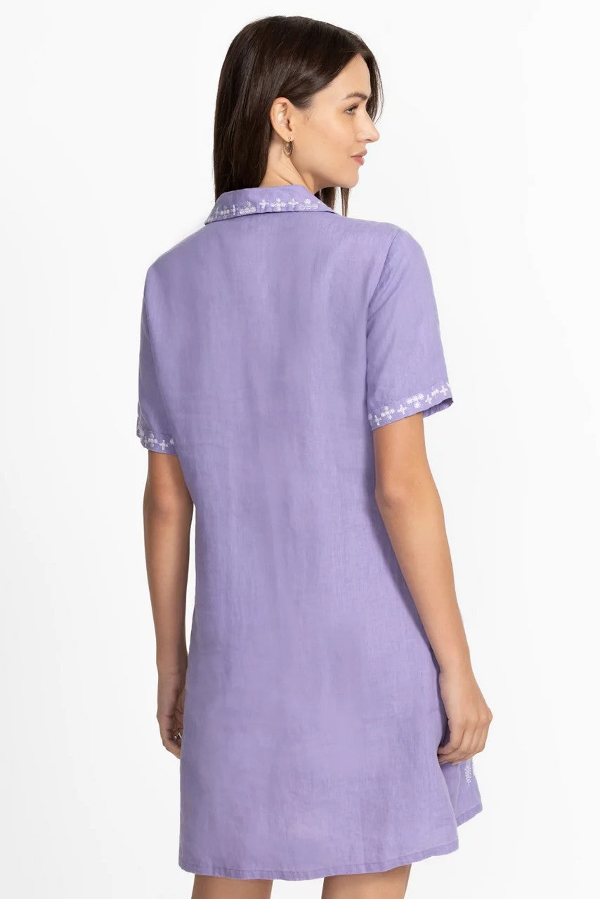 Johnny Was LINEN HENLEY COLLARED DRESS