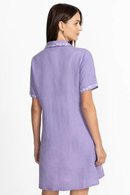 Johnny Was LINEN HENLEY COLLARED DRESS